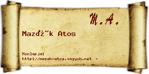 Mazák Atos névjegykártya